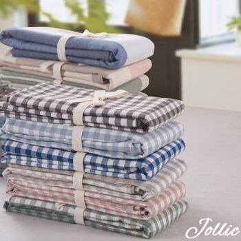 單品•小格子水洗棉枕頭套