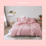 天竺棉·細條紋-粉白