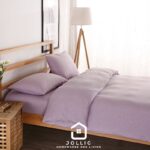 淡紫色床包組 – 柔軟透氣針織棉