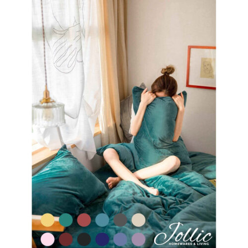 Jollic刷毛床包 加厚冬天用床包組 素面床包拼色水晶絨布兩用被 單人/雙人/雙人加大/雙人特大床包組 被套/床包/枕