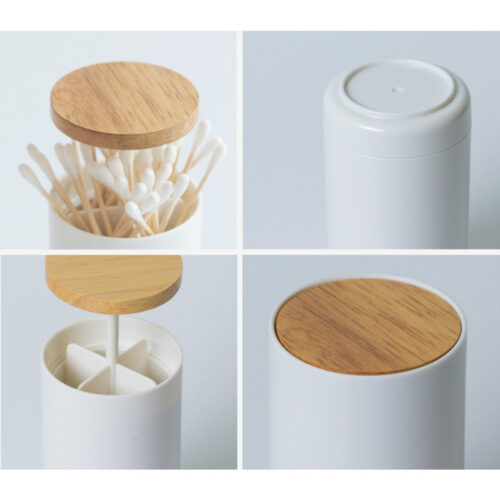 Jollic♡ 棉花棒盒 按壓式棉花棒瓶 按壓棉花棒收納盒 牙籤盒 牙籤收納瓶 牙籤罐 木製 木頭 簡約棉花棒收納盒