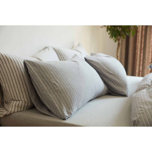 可定做灰色雙人床包 灰色條紋 灰色床包 MUJI同材質 條紋床包 無印良品 四件純棉 床包被套枕頭套 灰色床包組 麻灰色