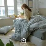 天竺棉灰色條紋床包組 柔軟親膚寢具 主圖