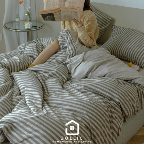 日系 · 咖啡色床組 大地色床包|咖啡|淺咖啡色|中咖條紋| 純棉四件組 條紋|MUJI無印良品同材質床包|雙人床包組