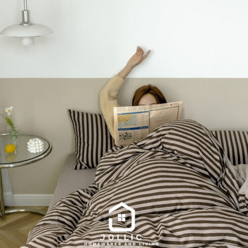 深咖條紋床包組 深咖啡雙人床包組 純棉床包 條紋床包 深咖啡色|咖啡色|巧克力色|條紋床包組 無印良品同材質床包組