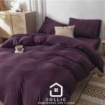 深紫色天竺棉床包組 – 被套細節
