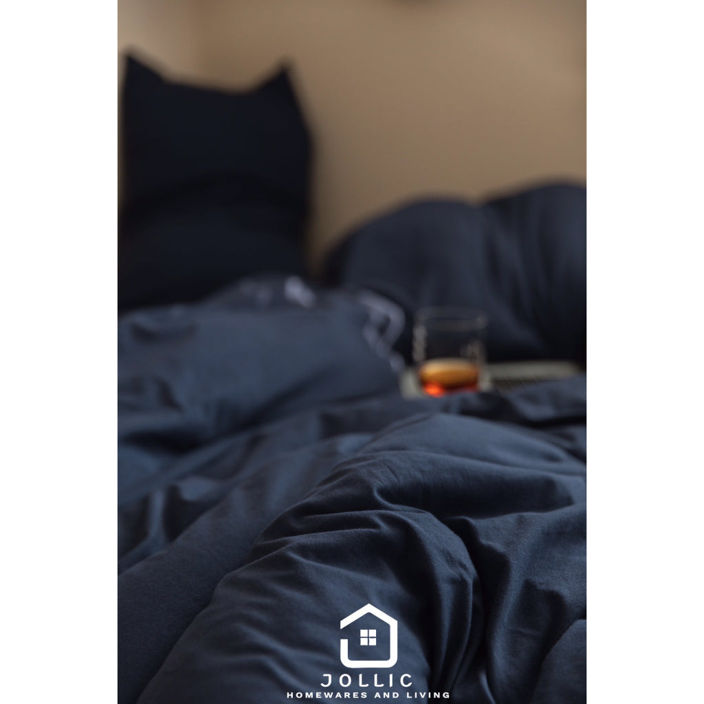 海軍藍天竺棉床包組 - 深邃高級色調
