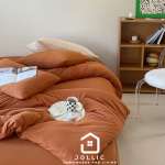 天竺棉床包組南瓜色 – 單人尺寸