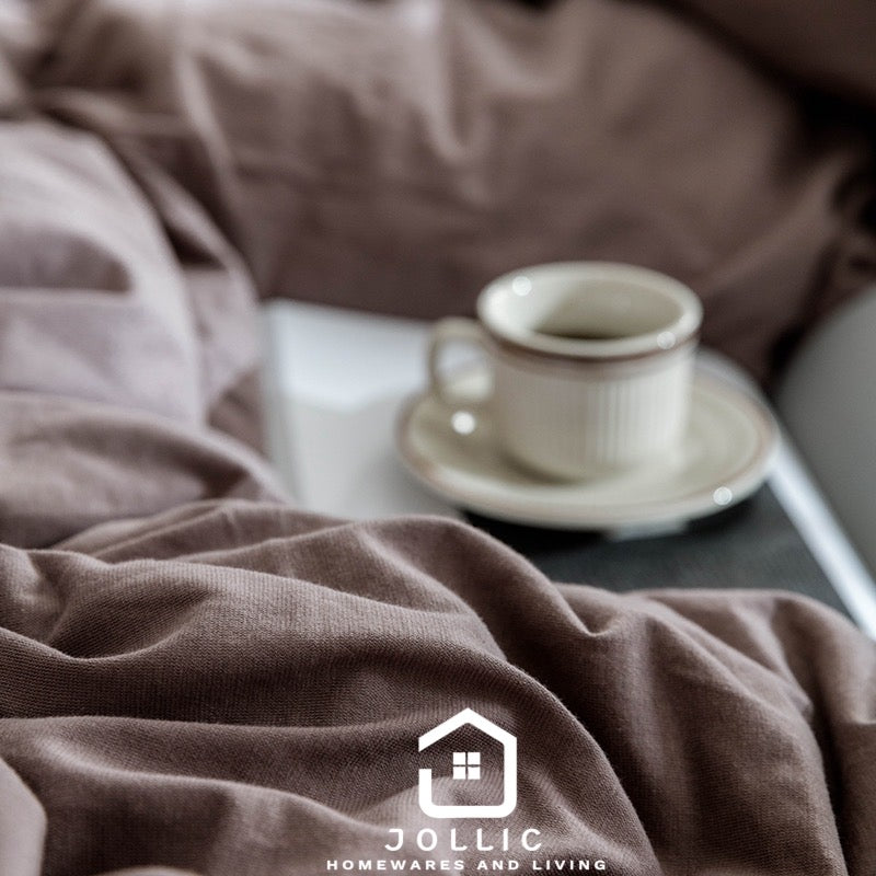 藕色天竺棉床包組 - 北歐風臥室搭配