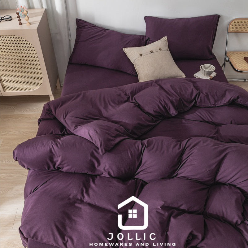 深紫色天竺棉床包組 - 舒適睡眠體驗