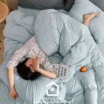 淺藍色 針織棉床包 – Jollic 出口日本等級