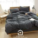 天竺棉細條紋 單人床包組 黑白