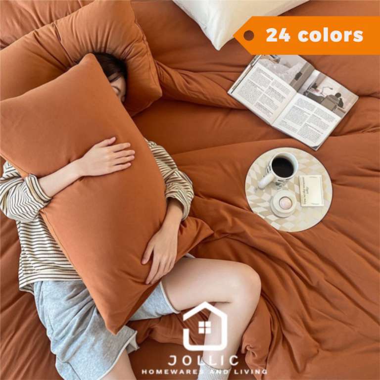 天竺棉床包組南瓜色 - 被套枕套細節