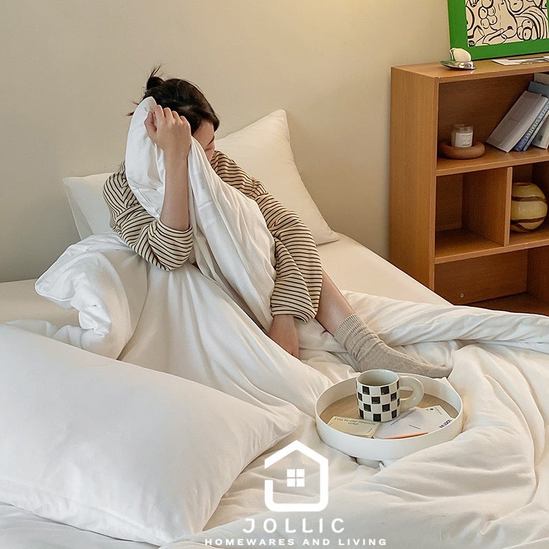 天竺棉床包 白色 單人床純棉寢具組