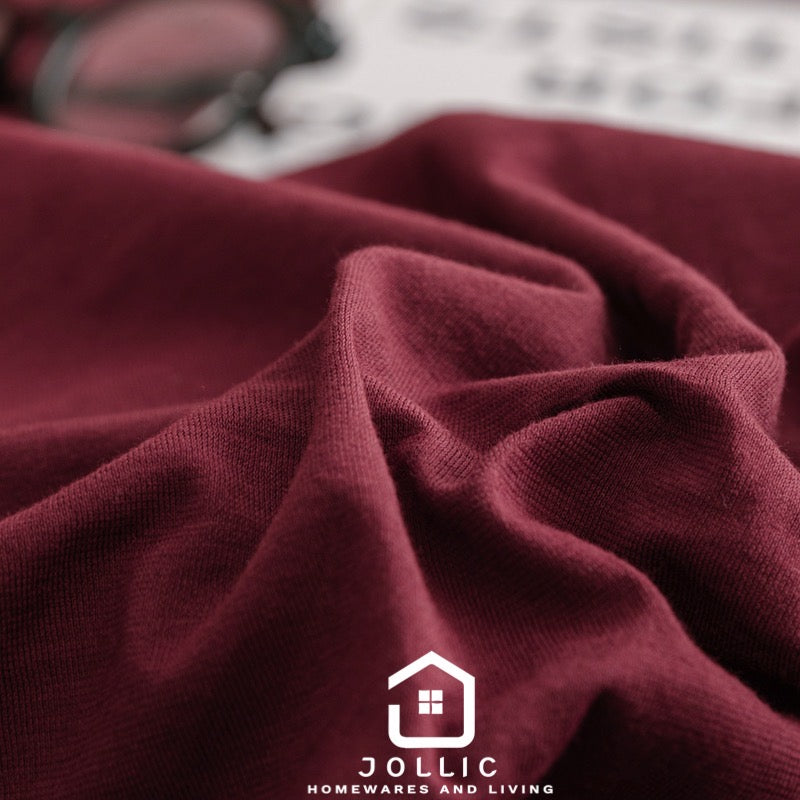 酒紅色 天竺棉 床包組 高質感細節
