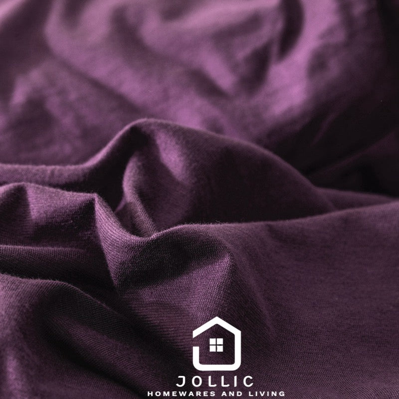 深紫色天竺棉床包組 - 細節圖