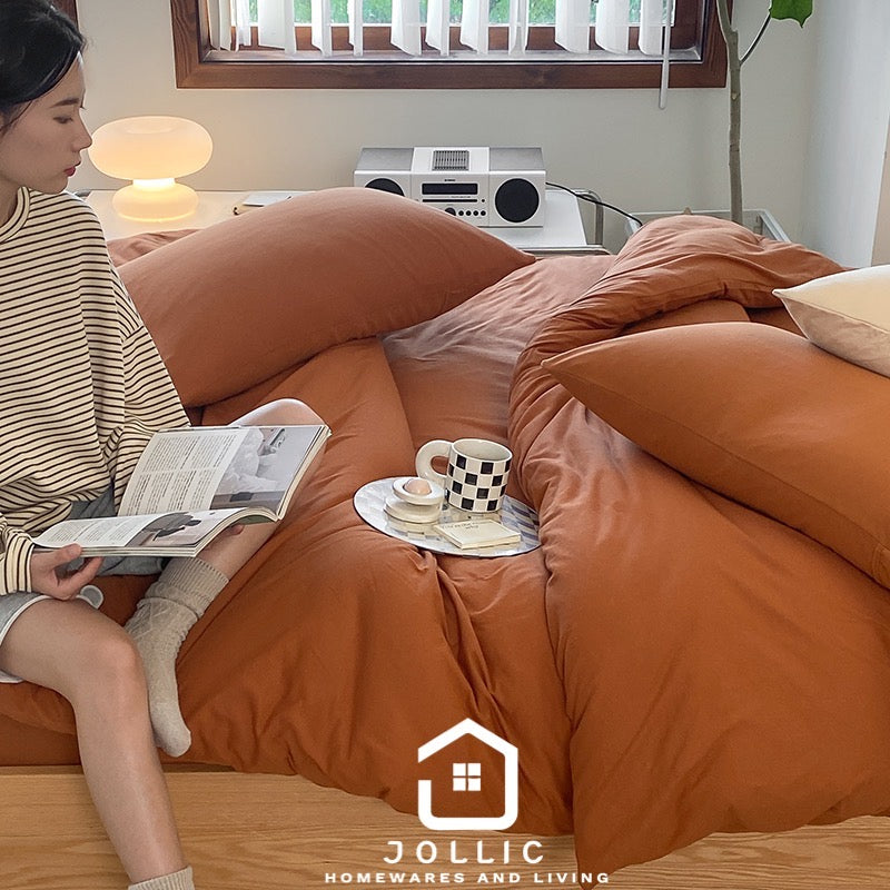 天竺棉床包組南瓜色 - 雙人尺寸