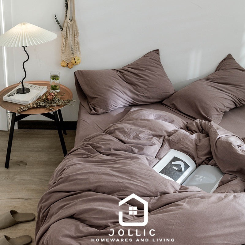 藕色天竺棉床包組 - 四季適用寢具