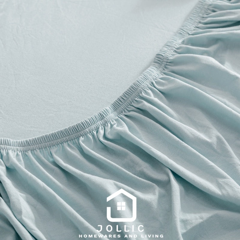 天竺棉 淺藍床包組 - 親膚不悶熱