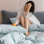 淺藍色 針織棉床包 – Jollic 出口日本等級