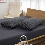 天竺棉細條紋 單人床包組 黑白