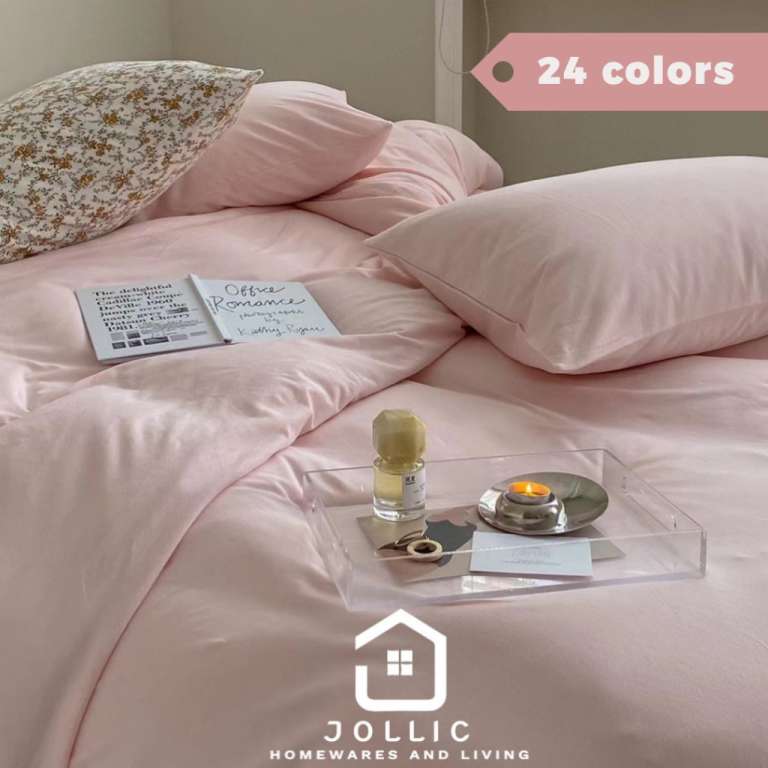 天竺棉嫩粉色床包組，柔軟親膚純棉材質