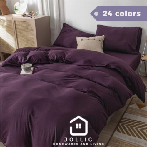 深紫色天竺棉床包組 - 床包特寫