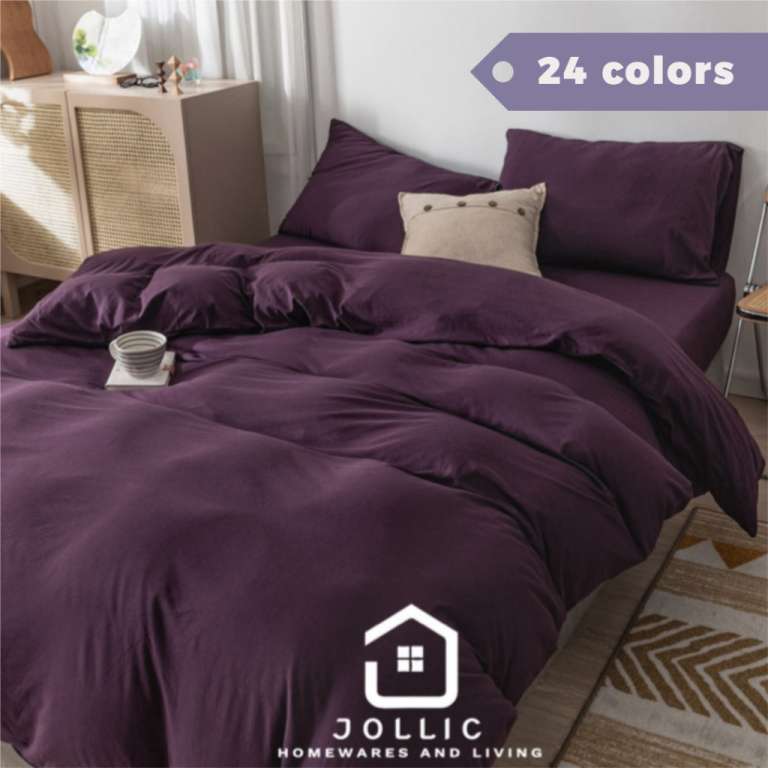 深紫色天竺棉床包組 - 床包特寫