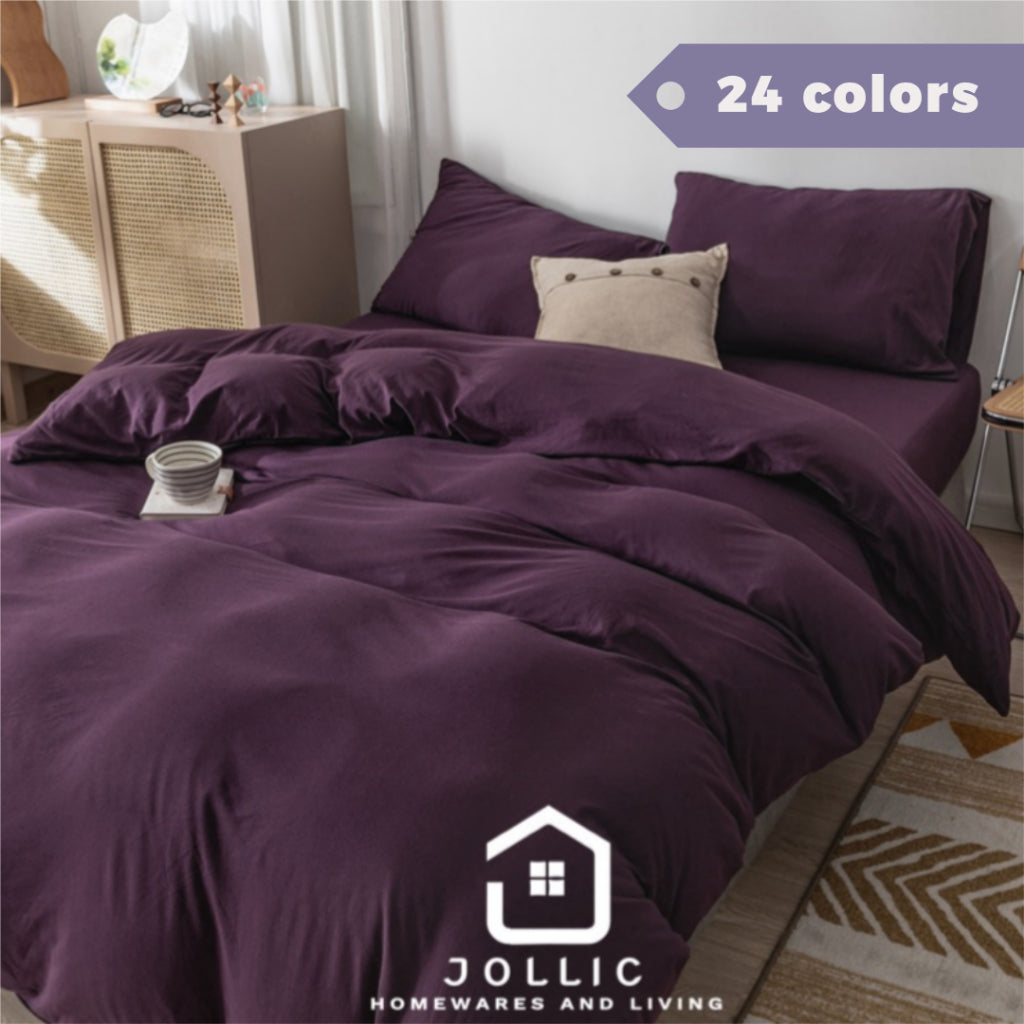 深紫色天竺棉床包組 - 床包特寫