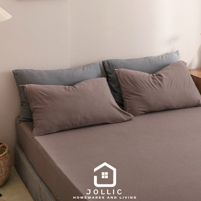 藕色天竺棉床包組 - 加大尺寸